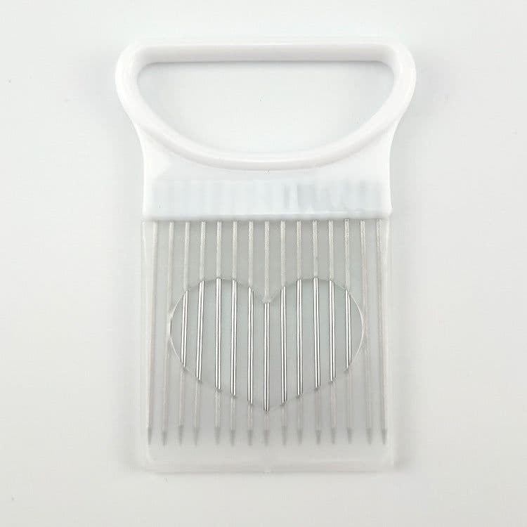 image-Lutai Stainless Steel Onion Needle Cutter - Green Multifunction Vegetable Slicer