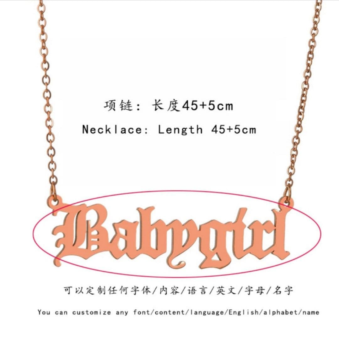 image-Hot-selling DIY customized stainless steel necklace English name number year tag clavicle chain pendant customized