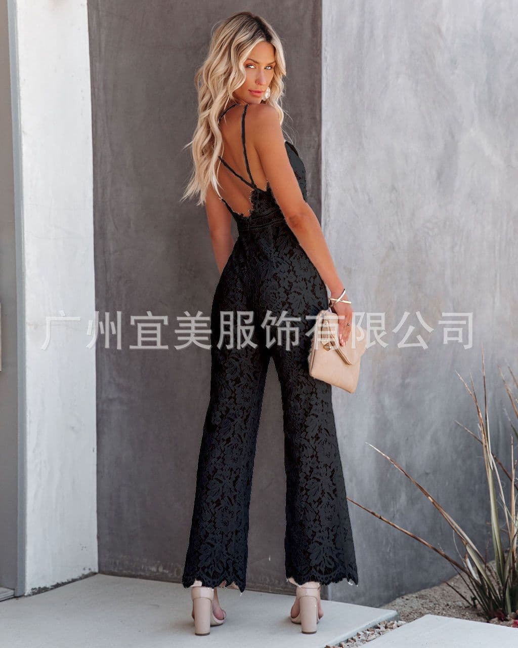 image-Lace Jumpsuit Women XXL Dark Blue Summer