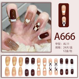 image-Autumn and winter gentle and pure desire simple style wearable manicure patches short, medium and long style white removable fake nail patches