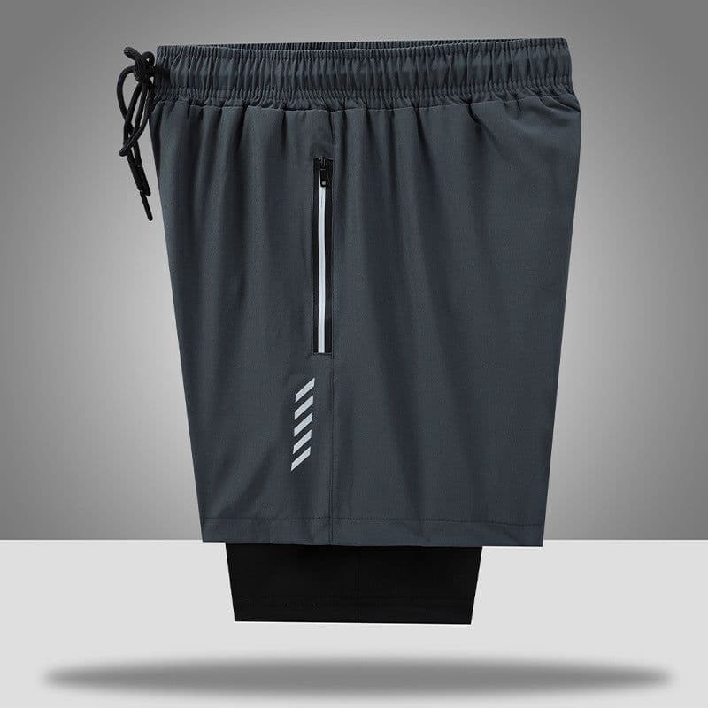 image-Men's Basketball Shorts - Grey Nylon Quick-Dry Loose