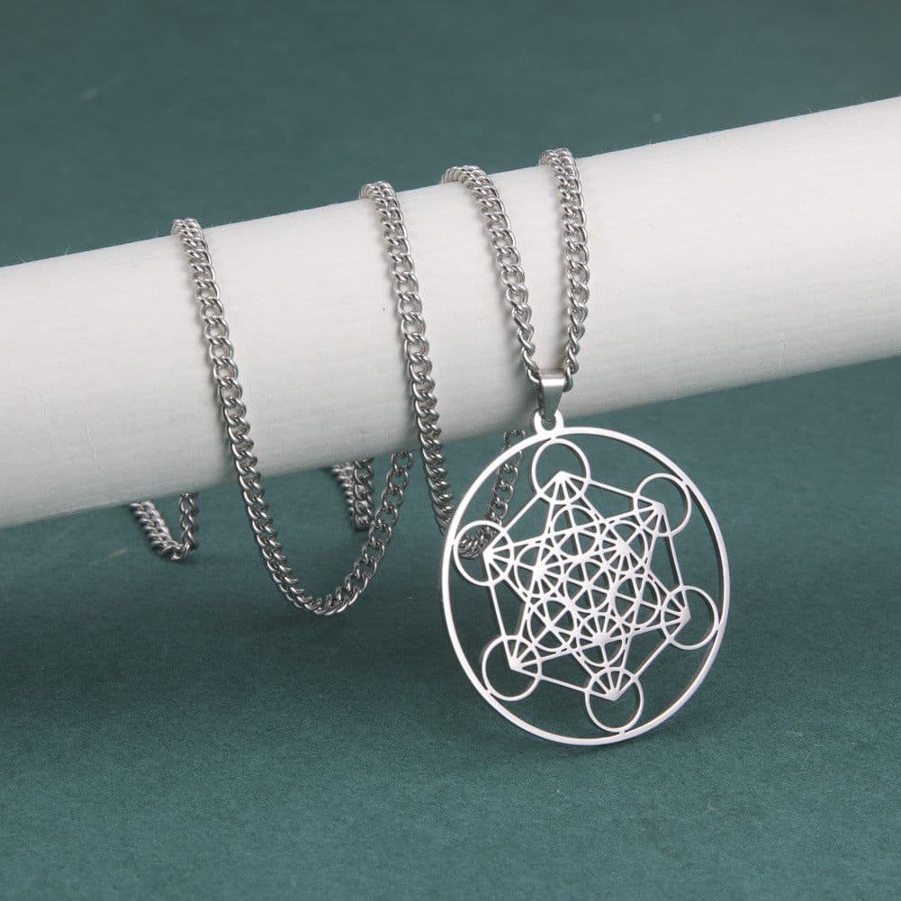 image-Stainless Steel Metatron Angel Necklace - Gold