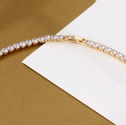 image-Tennis Chain Necklace - Copper Zirconia 4mm 16" White Gold