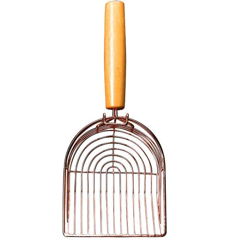 image-Metal Cat Litter Shovel - Rose Gold 16"