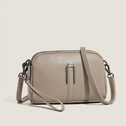 image-Genuine Leather Women's Shoulder Bag - Black Square