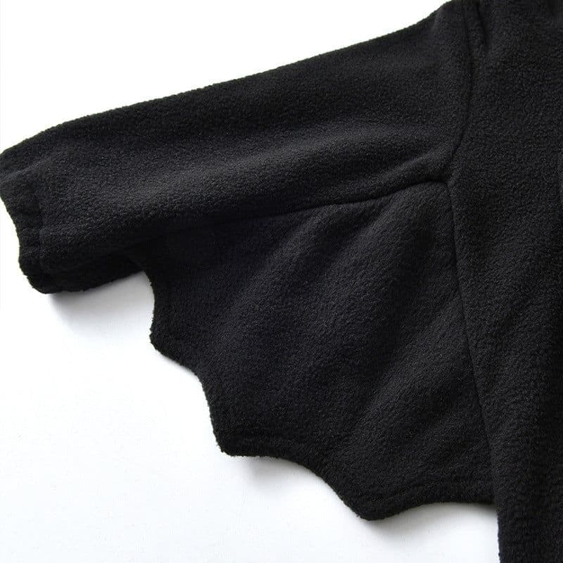 image-Children's Halloween Bat Costume Romper - Black Hooded Onesie