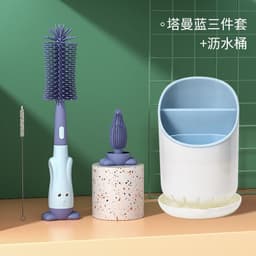 image-Silicone Bottle Brush Set - Baby Pacifier & Straw Cleaning Rotating Brush