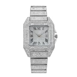 image-Foreign trade cross-border explosive style steel belt diamond-encrusted hip-hop men's watch square starry Roman pattern calendar quartz women's watch