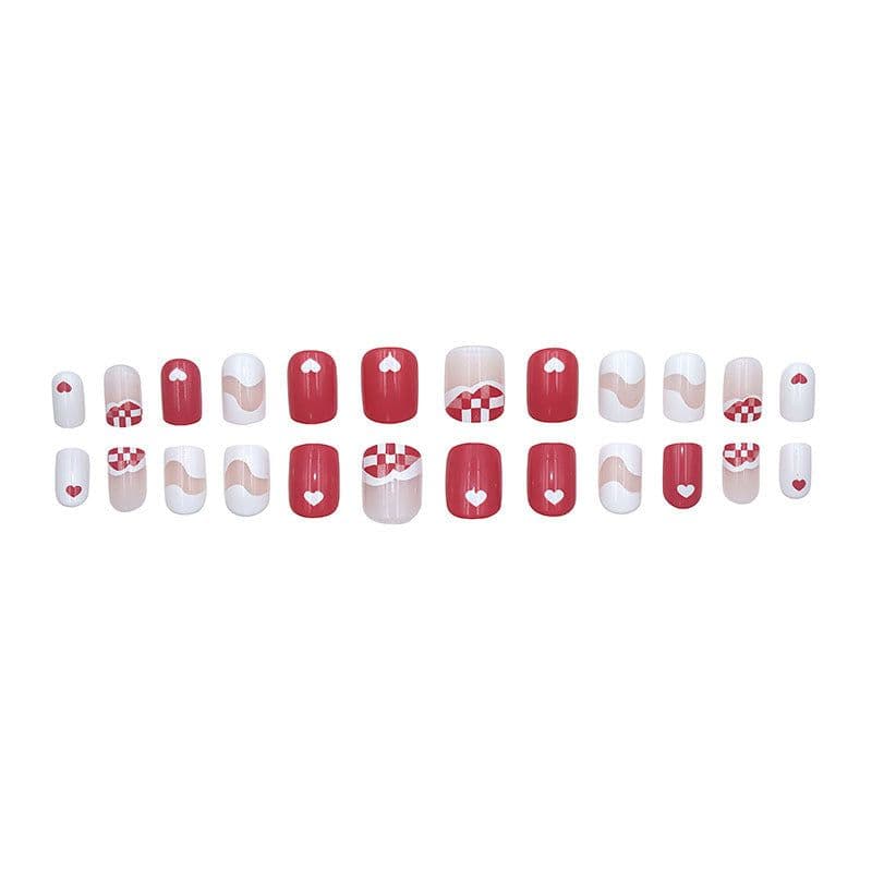 image-Summer fresh, sweet and cool style manicure, wearable nail pieces, French line blending, removable fake nail pieces, finished products wholesale