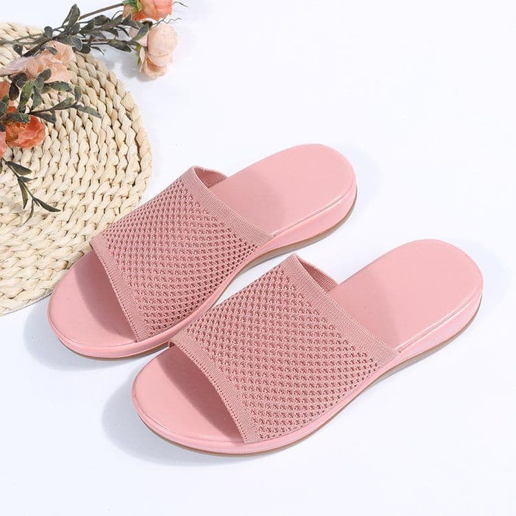image-Wish independent station sandals 2022 spring and summer new knitted thick bottom 36-43 large size flat slippers women wholesale