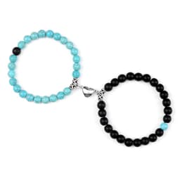 image-Turquoise Couple Bracelet - Magnetic Heart Charm Unisex
