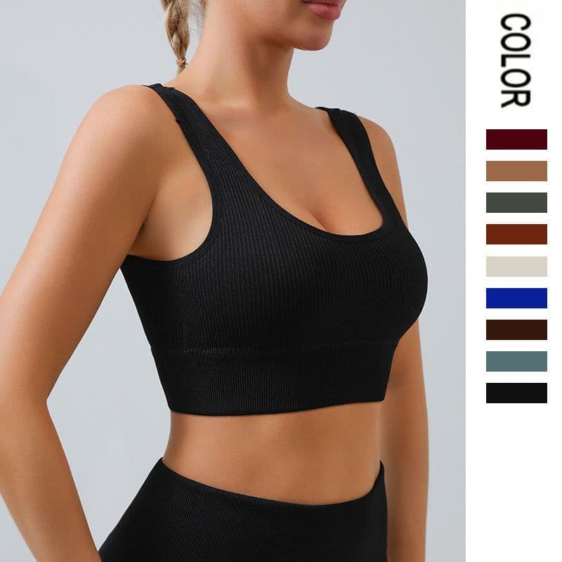 image-Qiao Yu Seamless Yoga Vest Underwear - Brown, L, Moisture Wicking, Women