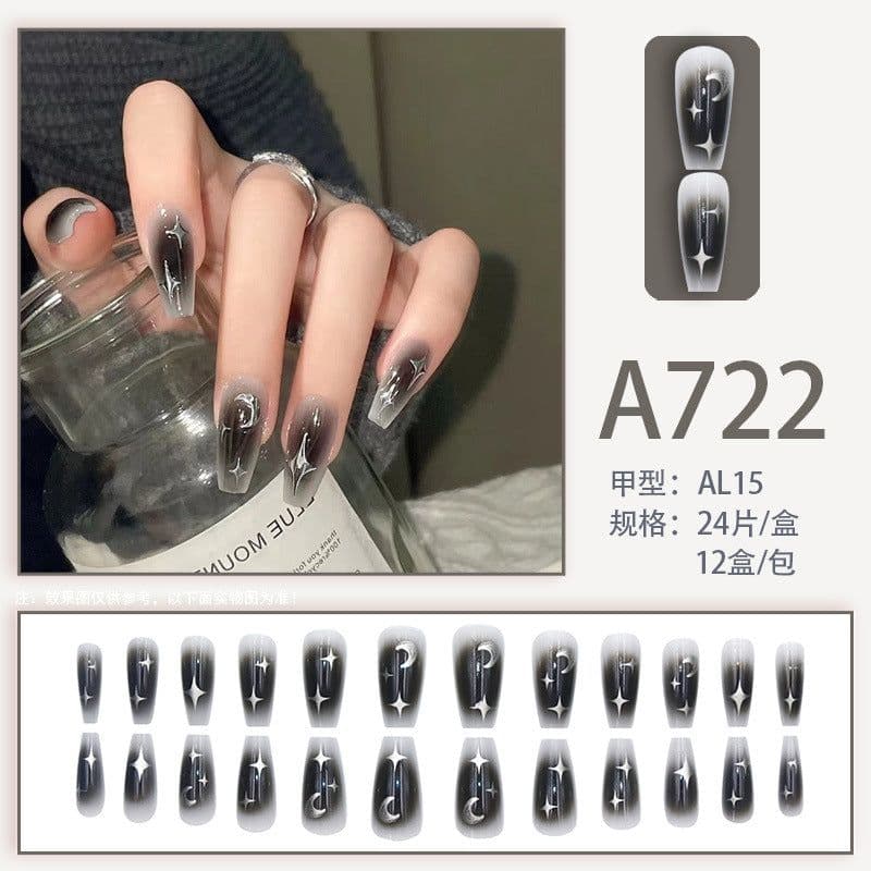 image-Fresh French flowers, cute ins wind, ice and transparent stars, long style, short style, white, high-end manicure and wearable nails