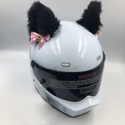 image-Motorcycle Helmet Cat Ears Bow Decoration - Plush Red