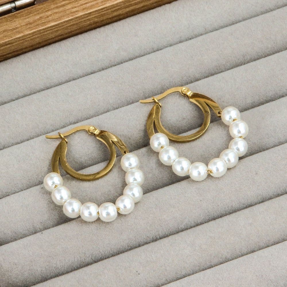 image-Baroque Pearl Earrings - Gold Plated Stainless Steel