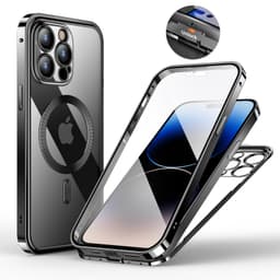 image-iPhone 15 Pro MagSafe Metal Phone Case - Black Buckle Magnetic Snap