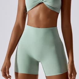 image-Yoga Shorts High Waist Women's Haze Gray Nylon
