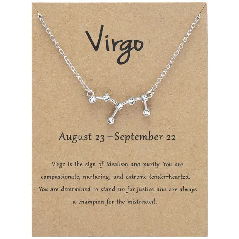 image-Yulu 12-Constellation Diamond Necklace Alloy Clavicle Chain - Brown
