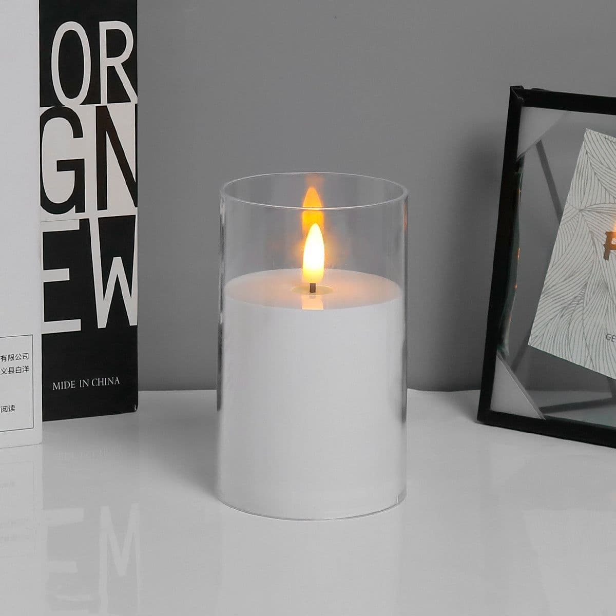 image-Zhu Sheng LED Candle - White Cylindrical Christmas LED Candle Set of 3