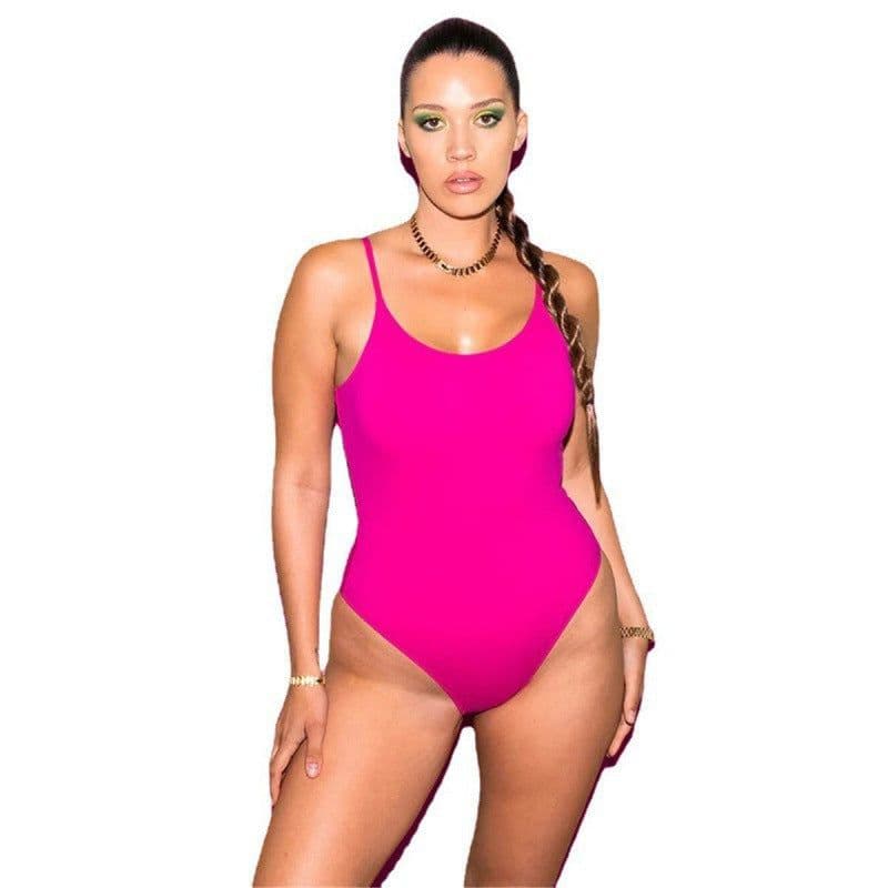 image-Women's One-Piece Swimsuit 4XL Milk Silk Solid