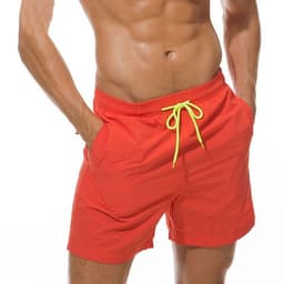 image-Cross-border new summer sports and leisure solid color men's quarter shorts breathable lotus leaf mesh men's beach pants