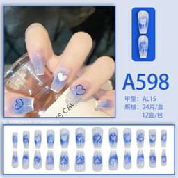 image-Winter fresh and simple pure lust style bride dance wear nails rainbow love rose fake nails wholesale
