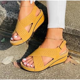 image-Women's Wedge Sandals - Beige Size 43 Eva Sole