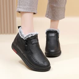image-Women's Winter Cotton Shoes - Black Anti-Slip Warm