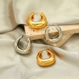 image-Copper Earrings Geometric Silver Plated Women's