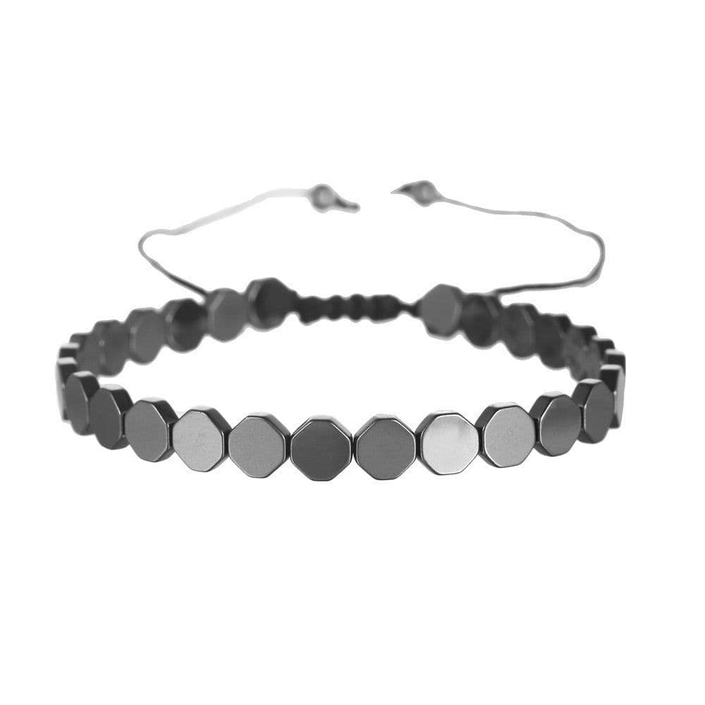 image-Geometric Creative Love Flat Beads Bracelet - Black Adjustable for Women (60 characters)