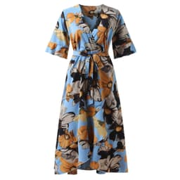 image-Women's Bohemian Print Midi Dress - Large V-Neck