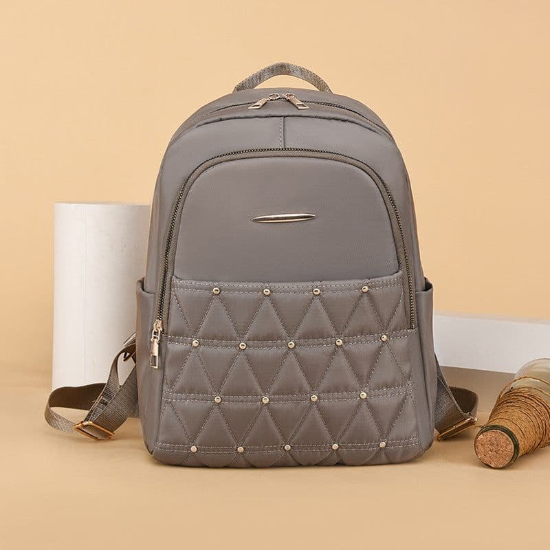 image-Large Capacity Women's Oxford Cloth Rhombus Backpack - Black