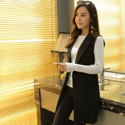 image-Women's 2023 Spring Sleeveless Vest, Off-White 2XL Korean Style Suit Waistcoat