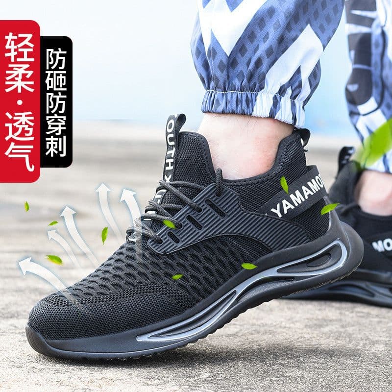 image-Guanghe Men's Anti-Smashing Safety Shoes - Blue Mesh, Steel Toe, 200 Impact