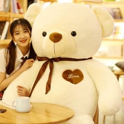 image-Oversized Plush Teddy Bear - Chocolate Ribbon 60cm