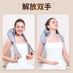 image-Xiling Neck Massager - Grey, Multifunctional, 6 Heads, Hot Compress, 3rd Gear