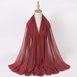 image-Weicai Chiffon Hijab Scarf - Gray Coffee 175x70cm