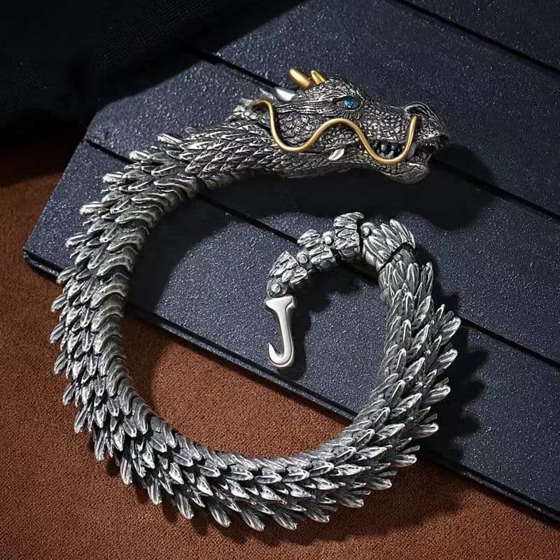 image-Handmade retro domineering faucet bracelet men's fashion trend personality S925 Thai silver keel high-end bracelet silver jewelry