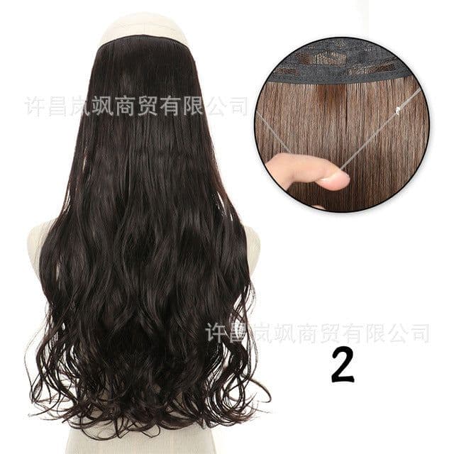 image-Lansa Adjustable Wig Piece 56 cm Seamless Long Curly Hair
