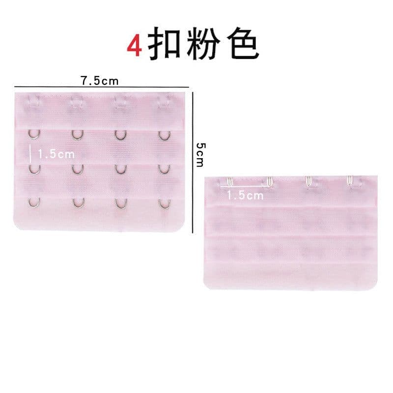 image-Pink Cotton Bra Extender With Three Buckles And Four Hooks