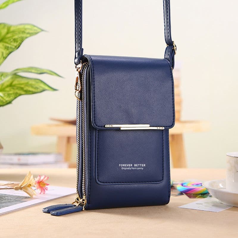 image-New-Blue PU Vertical Mobile Phone Bag, Small Cross-Body for Women