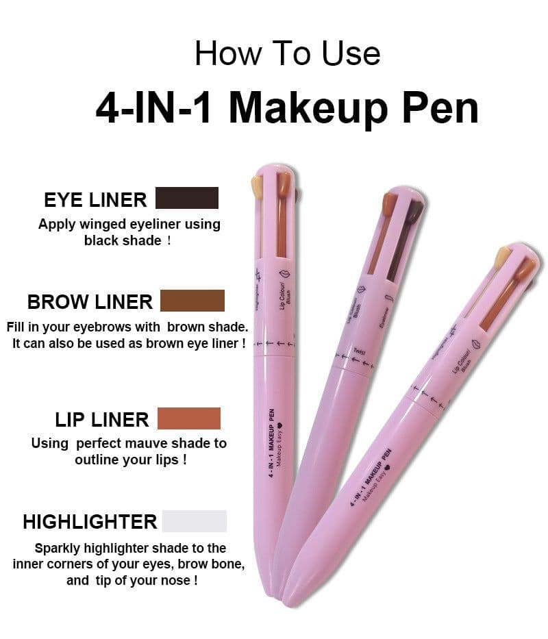 image-4 in 1 Makeup Pen - Black Eyeliner Eyebrow