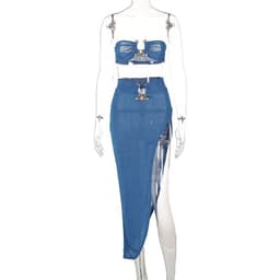 image-TUNNEL VISION Women's Two-Piece Set - Brown Sleeveless Skirt