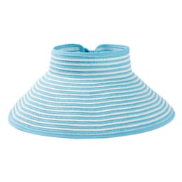 image-Korean Striped Sun Hat, Straw, Child-Adjustable, Summer Sky Blue