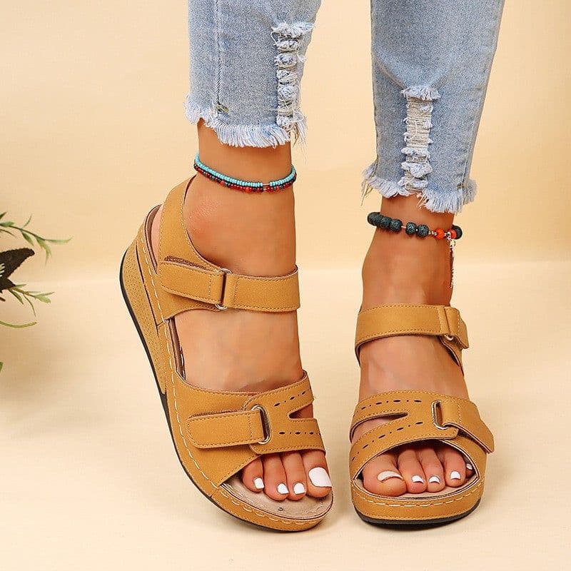 image-Roman Sandals Women Velcro Black Size 43