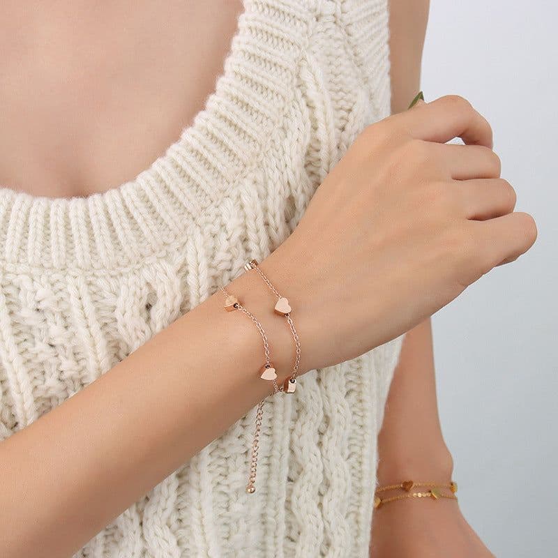 image-Japanese Korean Ins Style Stacking Bracelet 18k Gold
