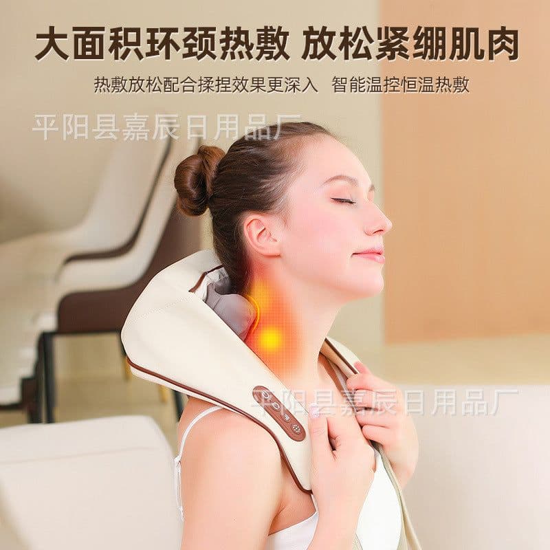 image-Cross-border trapezius hot compress massager shoulder and neck massage shawl electric kneading multifunctional back massager manufacturer