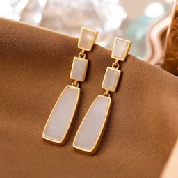 image-S925 Sterling Silver Hetian Jade Earrings Women