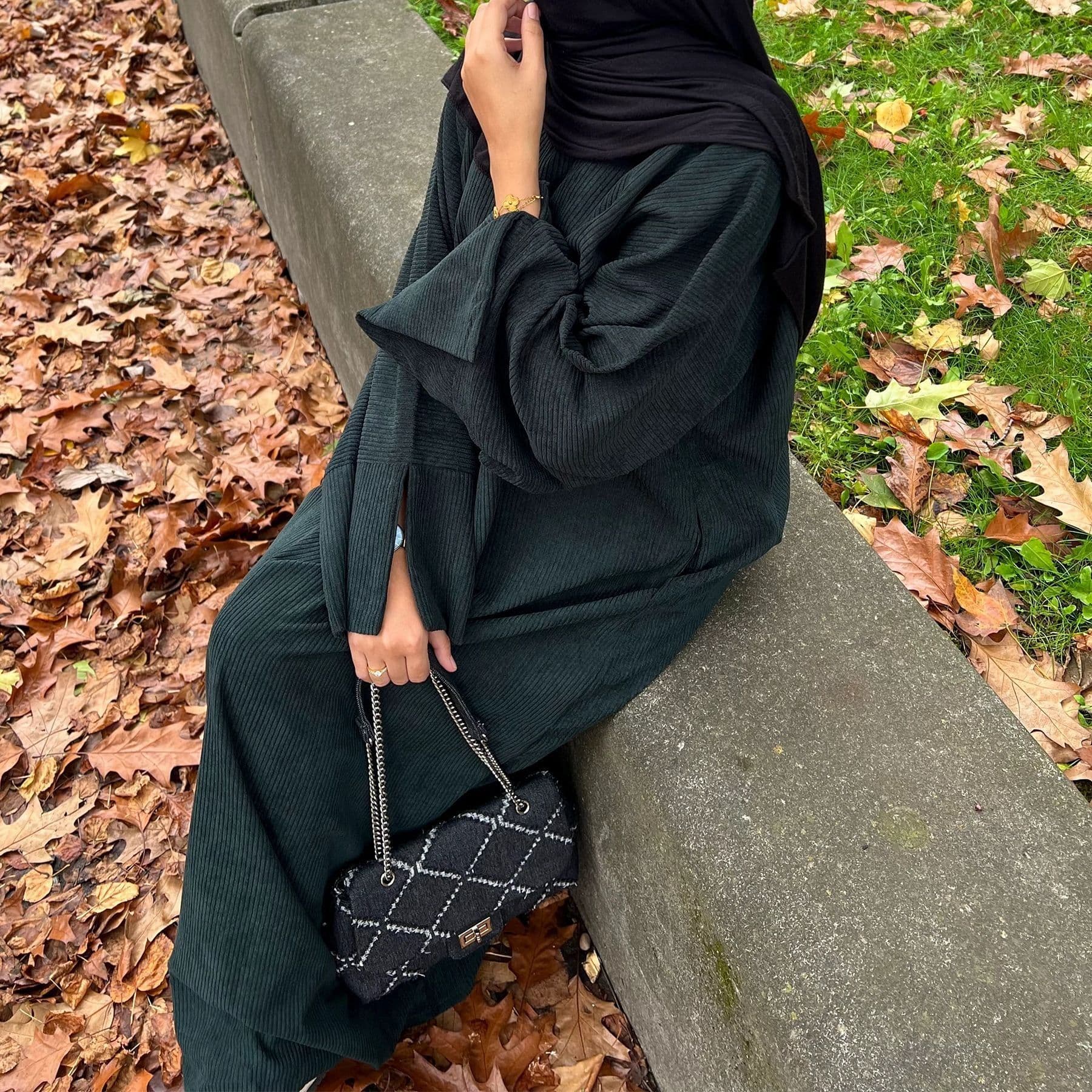 image-Loriya Winter Dress - Black Polyester Long Sleeve XL