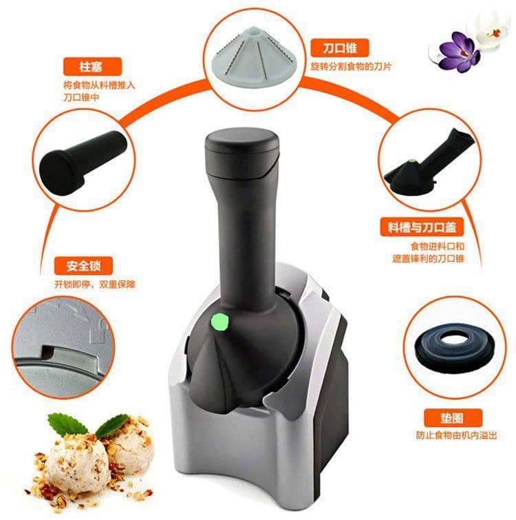 image-Ice Cream Maker 250ml Fully Automatic Silver Black